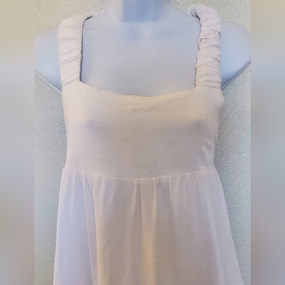 Hunter & Brown White Linen Blend Sleeveless Tiered Midi Summer  Dress Size Small - Picture 2 of 8